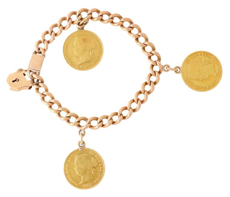 Estate Gold Plated Bracelet With Spanish Colonial Philippinesâ Gold Coins