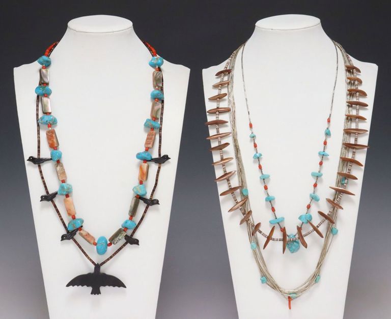 Southwest Silver, Turquoise, Coral & Shell Necklaces