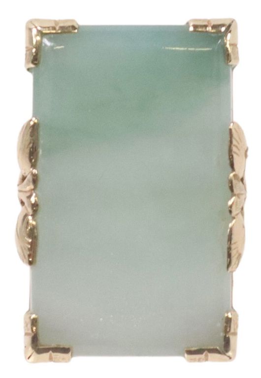 Estate Mings 14kt Gold & Jade Tablet Ring