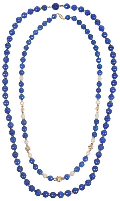 Estate 14kt Gold, Lapis Lazuli & Pearl Necklaces