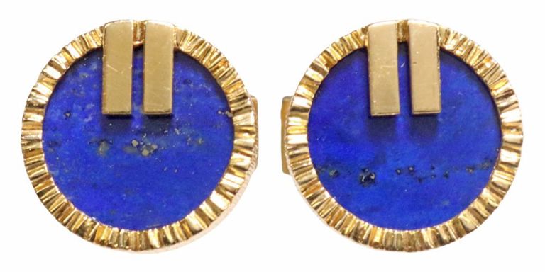 Estate French 18kt Yellow Gold & Lapis Lazuli Cufflinks