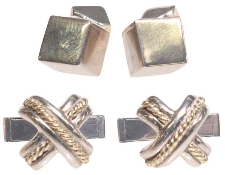 Estate Tiffany & Co. Sterling Signature X & Cube Cufflinks