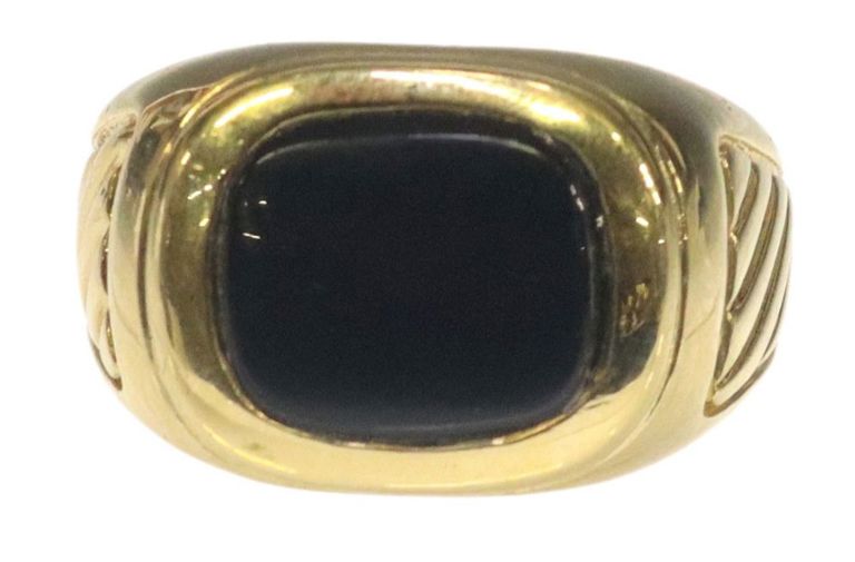 Estate Gent's David Yurman 18kt Yellow Gold & Black Onyx Signet Style Ring