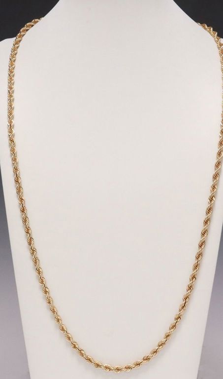 Estate 14kt Yellow Gold Rope Chain Necklace