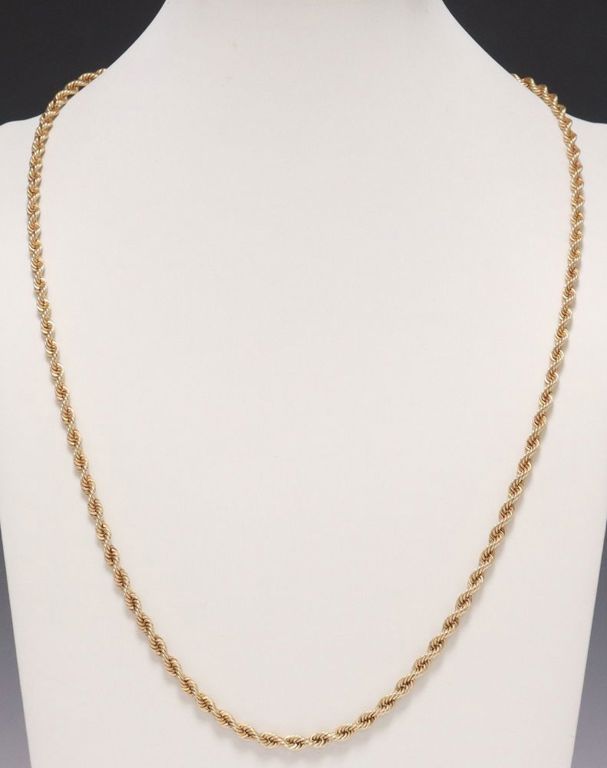 Estate 14kt Yellow Gold Rope Chain Necklace