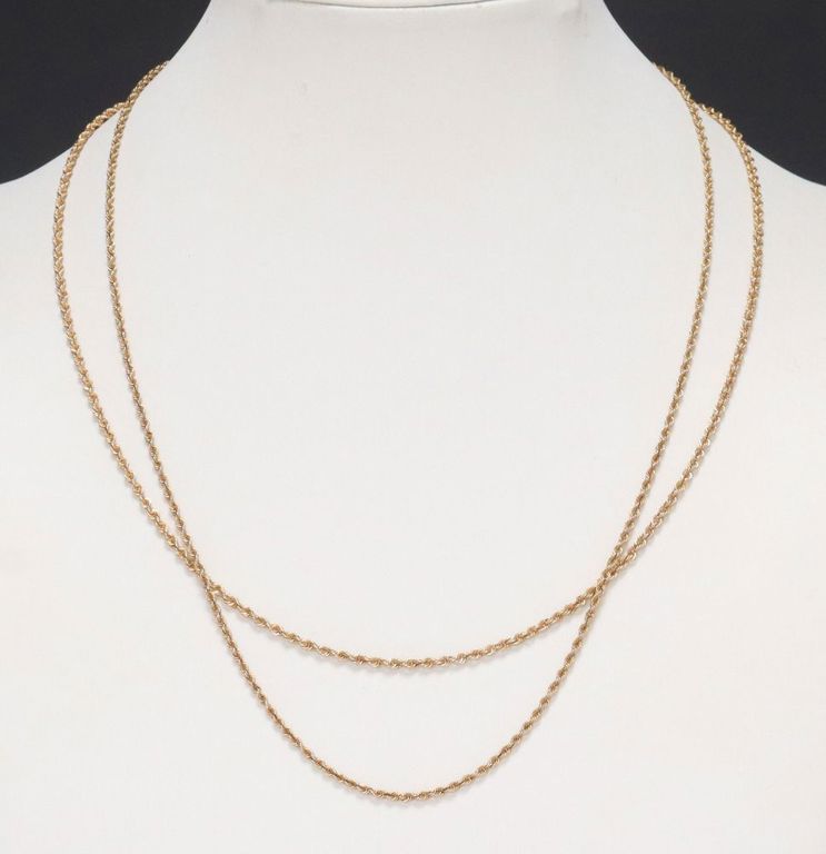Estate 14kt Yellow Gold Rope Chain Necklaces