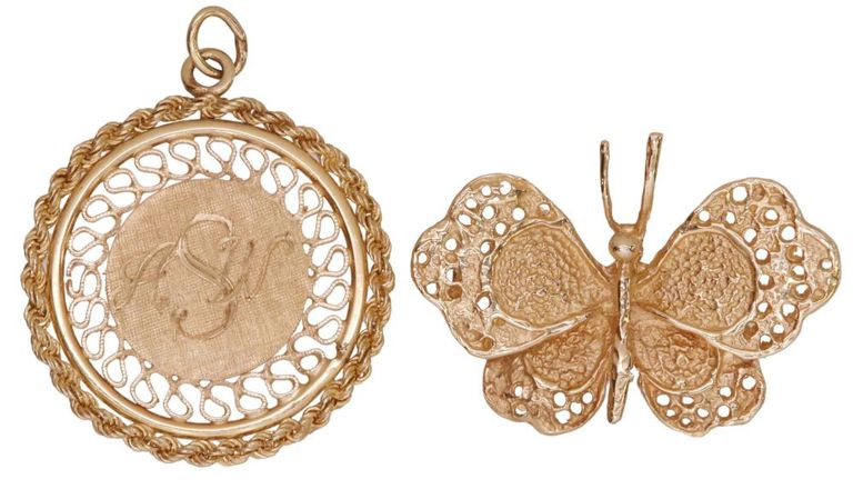 Estate Yellow Gold Butterfly Slide & Circular Pendant