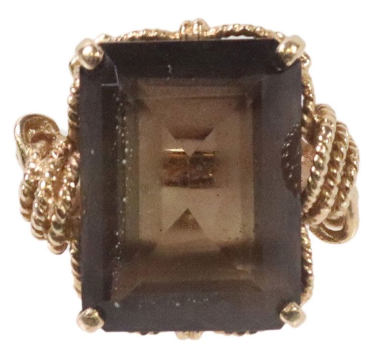 Estate Jtc 14kt Gold & Smokey Quartz Ring