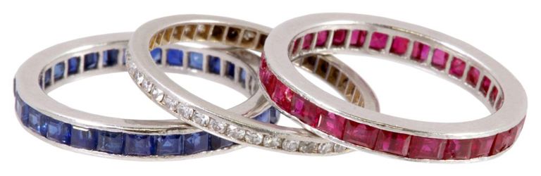 Estate Plat & Gem Eternity Bands, Cartier