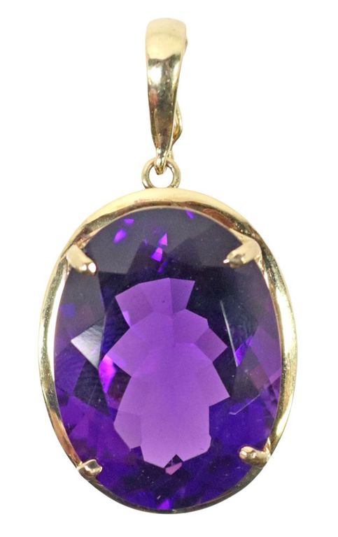 Estate 14kt Yellow Gold & Amethyst Enhancer Pendant