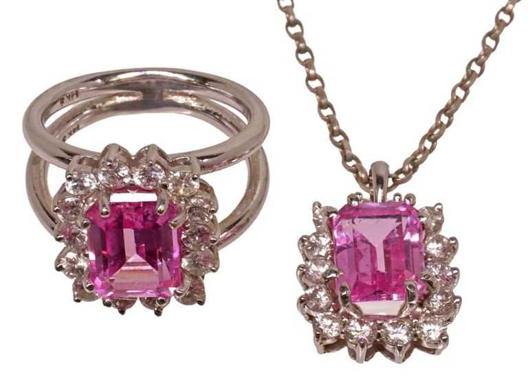 Estate 14kt White Gold, Gemstone & Silver Chain Jewelry Group