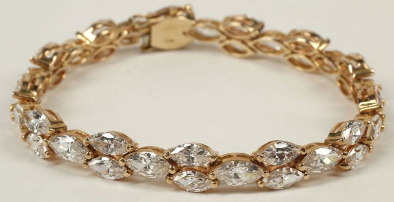 14k yellow gold and cubic zirconia bracelet