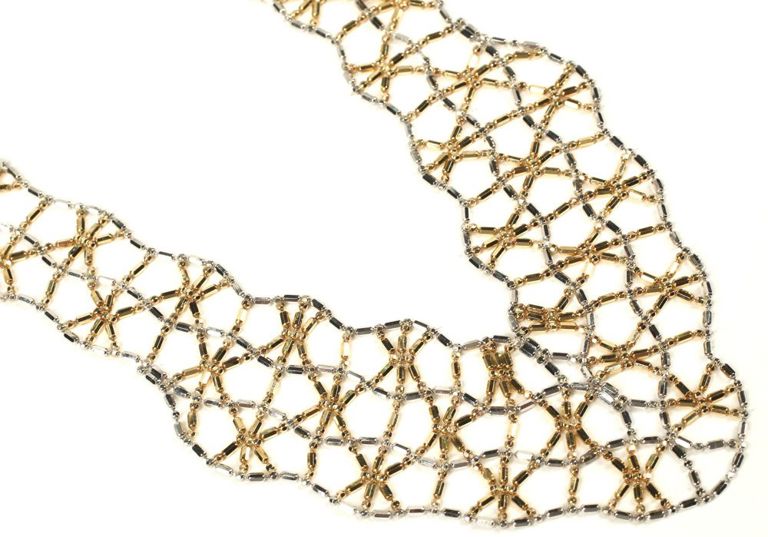 14k bicolor gold bib necklace