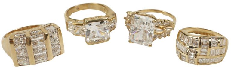 Estate 14k yellow gold and cubic zirconium cocktail rings