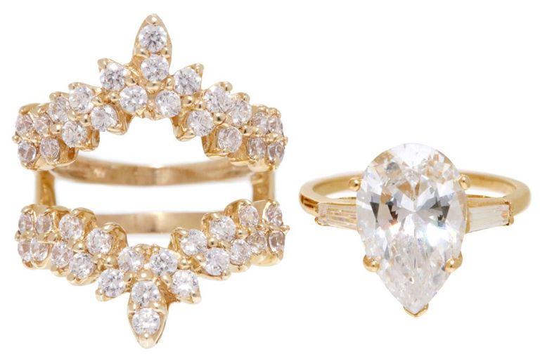 Estate 14k yellow gold and cubic zirconia ring with jacket