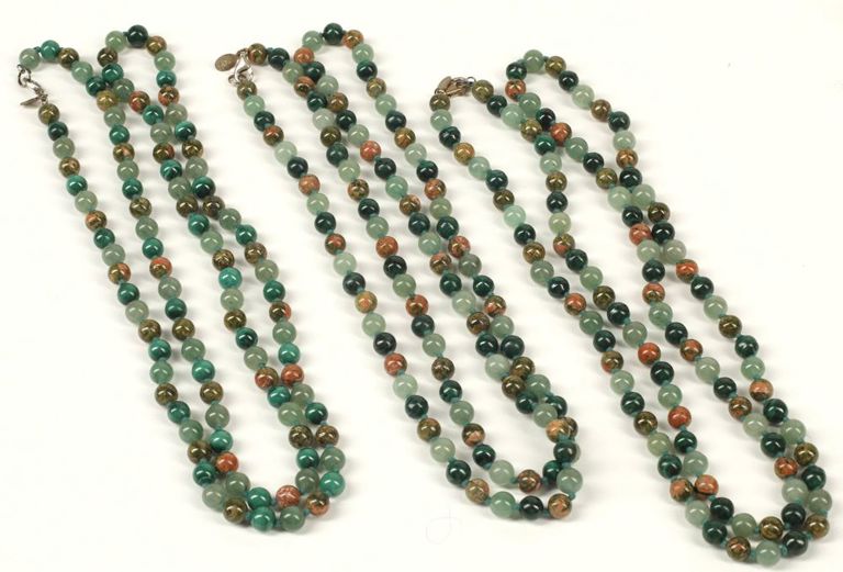 Estate Ali-Khan beaded hardstone necklaces