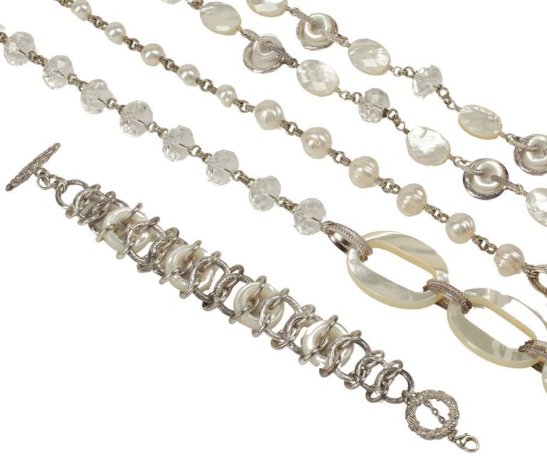 Estate sterling silver and mother-of-pearl jewelry suite, Stephen Dweck
