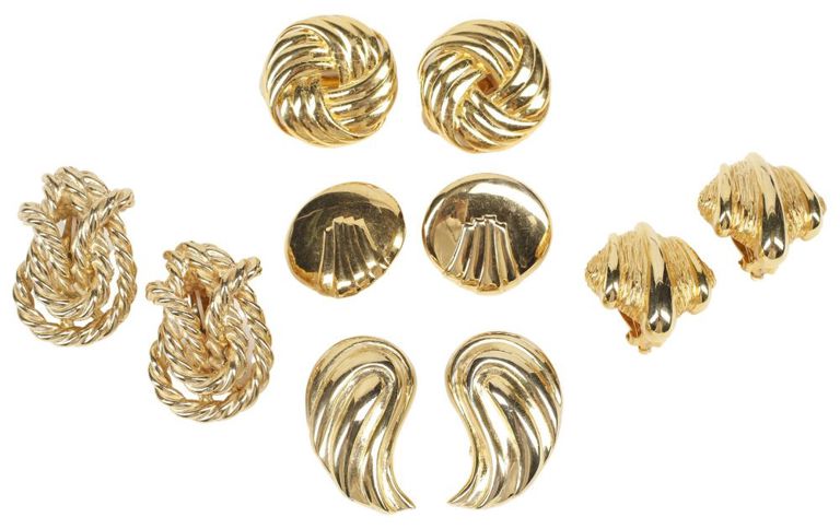 Estate gold-toned metal earrings