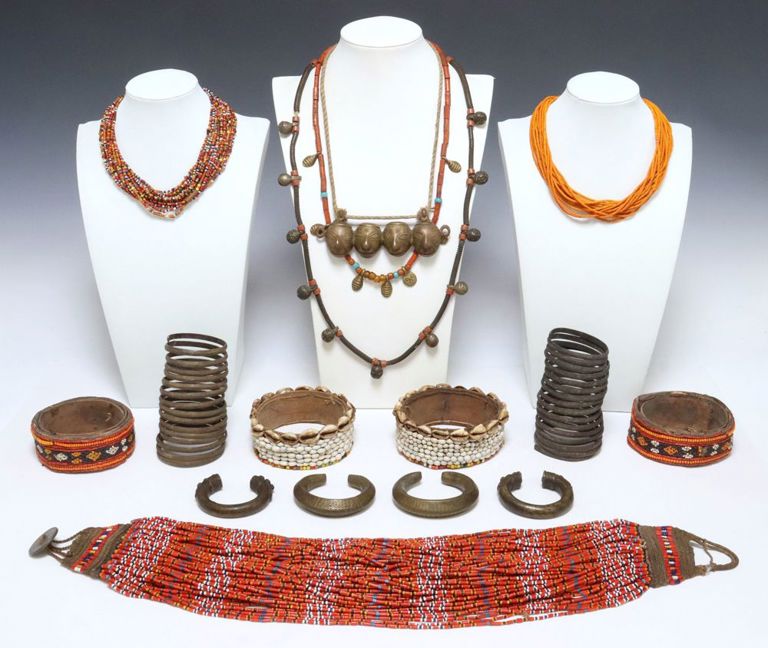 Collection of ethnographic decorative jewelry
