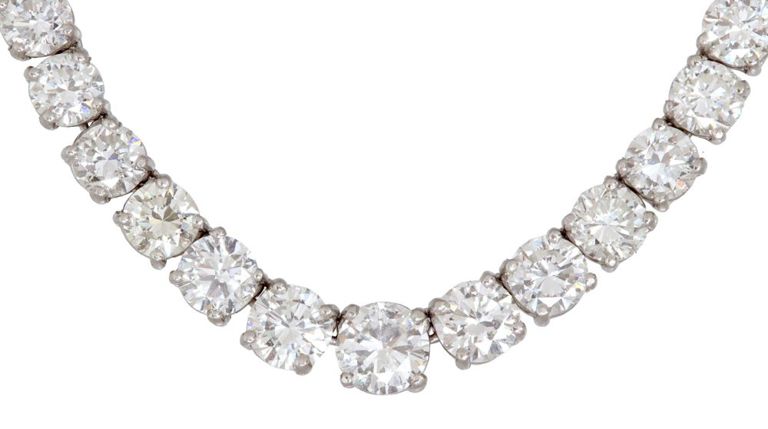 Estate 18k white gold & 24.60cttw diamond tennis necklace