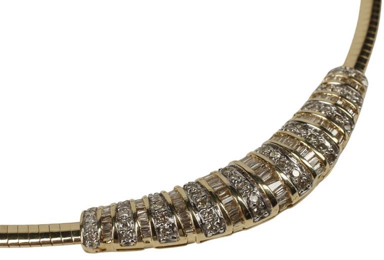 Estate Italian 14k yellow gold diamond choker necklace