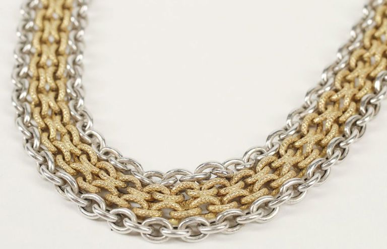 Estate italian 18k gold two-tone rolo chain necklace