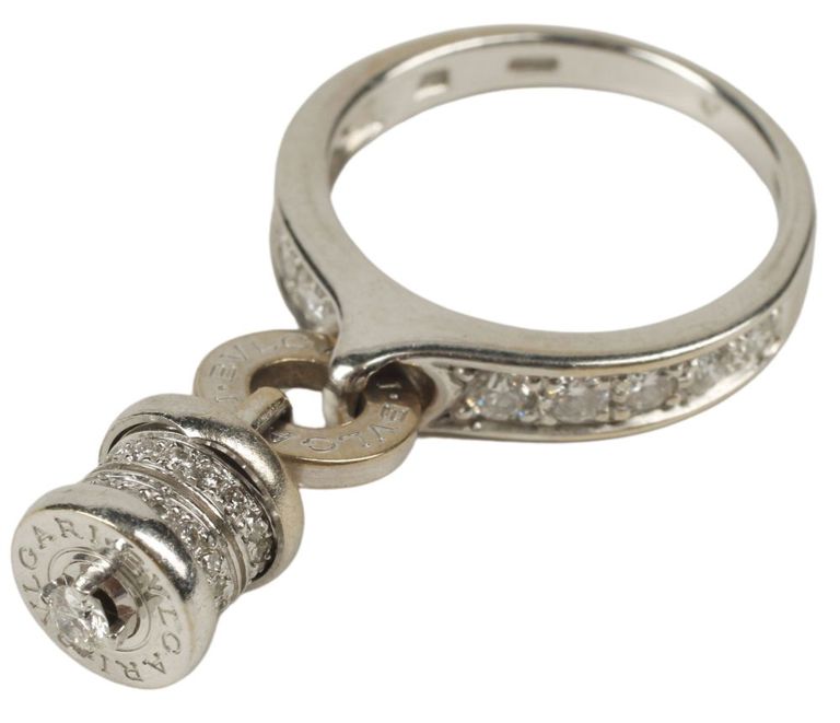 Estate Italian 18k white gold and diamond ring by Bulgari