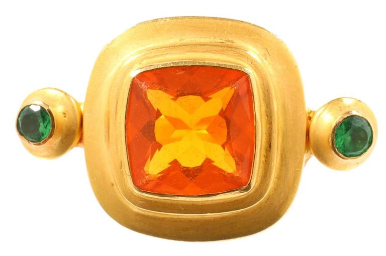 Carolyn Tyler estate 22k yellow gold ring with garnets