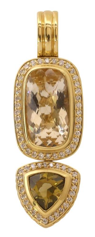 Estate David Yurman 18k gold citrine and diamond pendant