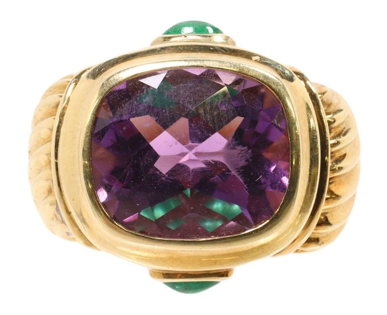 Estate David Yurman 14k gold amethyst statement ring