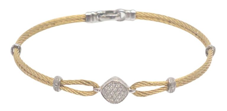Estate Charriol diamond and steel cable bracelet