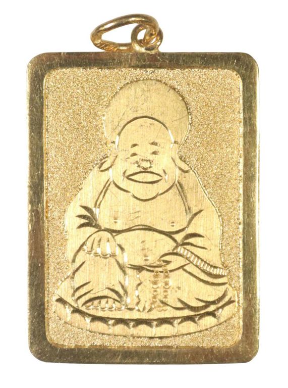 Estate Chinese 24k yellow gold Buddha pendant