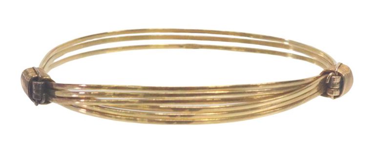 Estate 18k yellow gold wire wrap bangle bracelet
