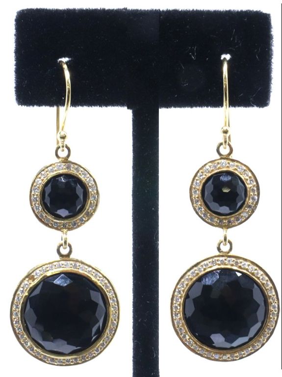 Ippolita 18k gold diamond and black onyx drop earrings