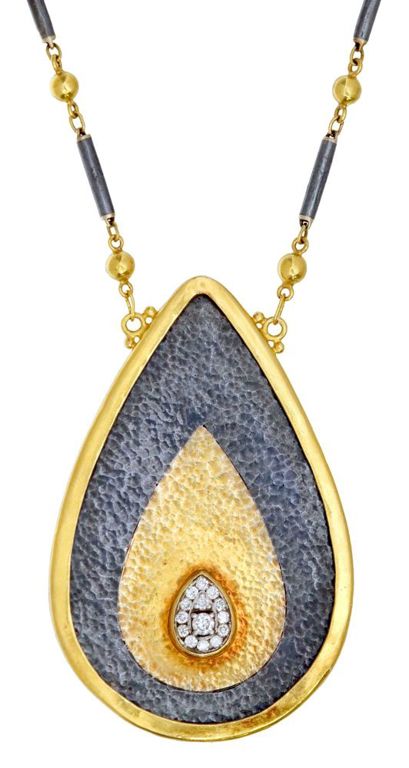 Gurhan 24k gold and blackened silver diamond necklace