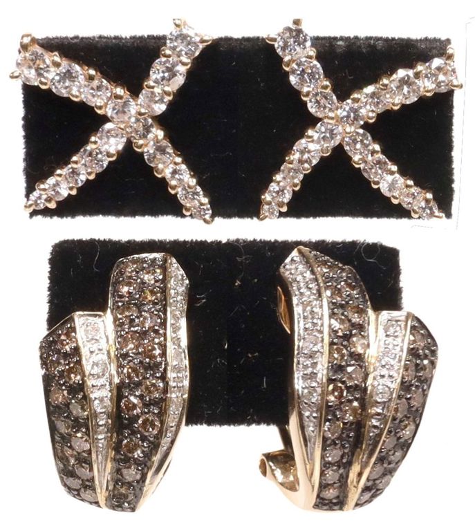 14k gold and diamond-set earrings