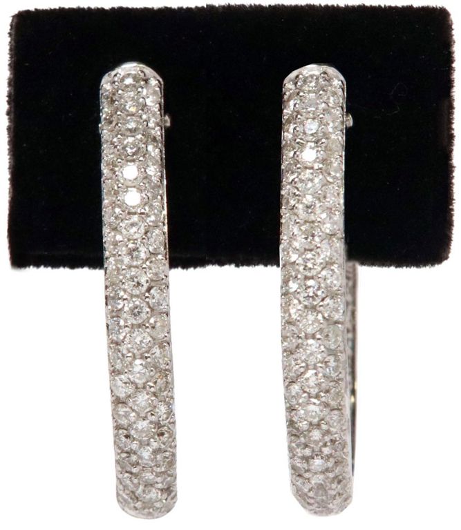 18k white gold diamond hoop earrings