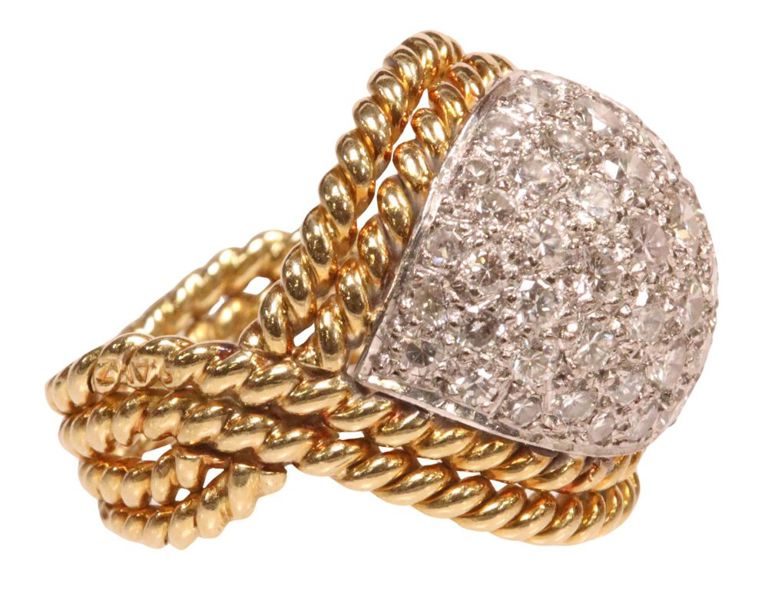 18k two-tone gold diamond cocktail ring