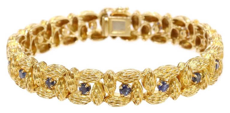 18k yellow gold sapphire link bracelet