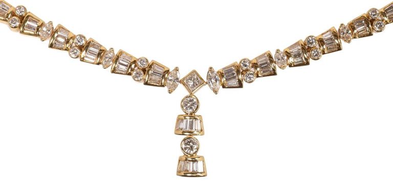18k yellow gold diamond bib necklace