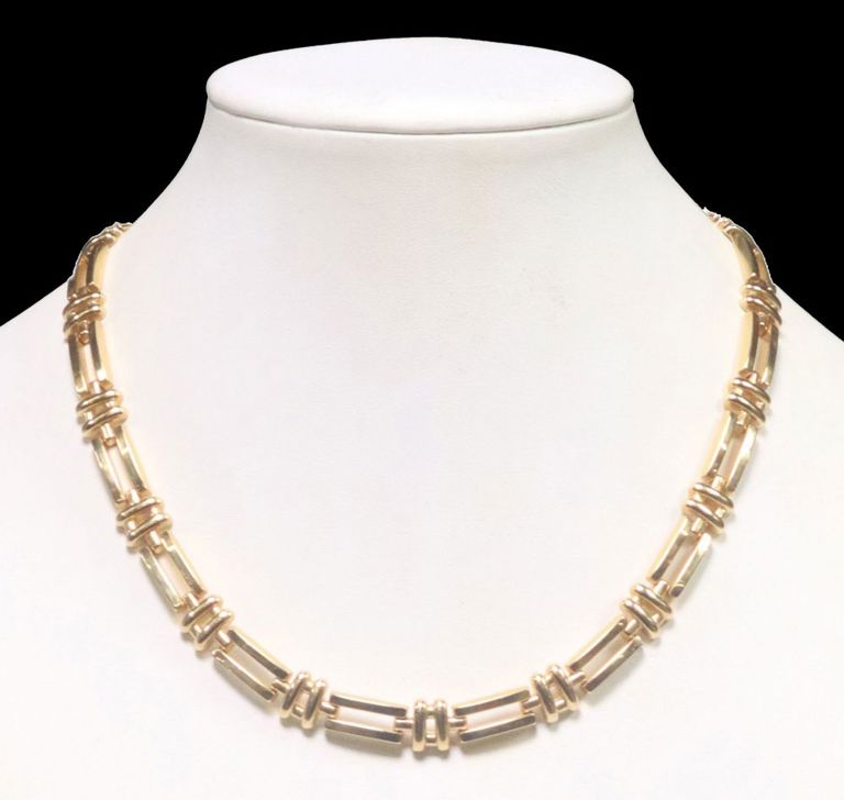 18k yellow gold fancy link chain necklace