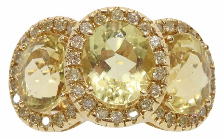 14k yellow gold citrine and diamond ring