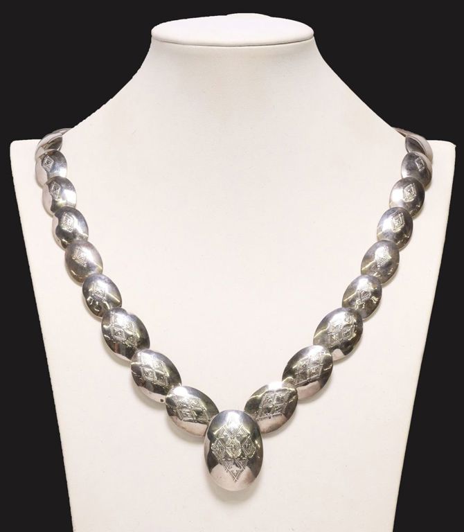 Julius Keyonnie Navajo Dine sterling silver stampwork necklace