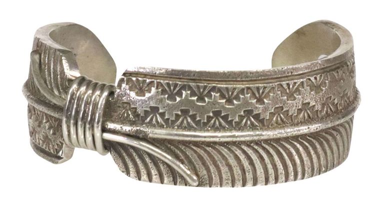 Melvin Vandever Navajo sterling silver feather cuff