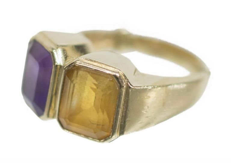 14kt Yellow Gold, Citrine & Amethyst Estate Ring