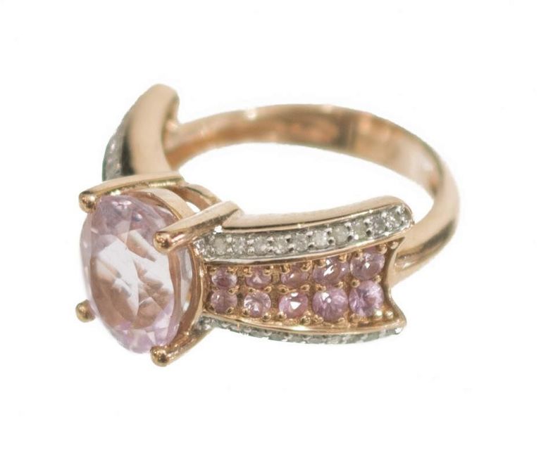 14kt Kunzite, Pink Sapphire & Diamond Estate Ring