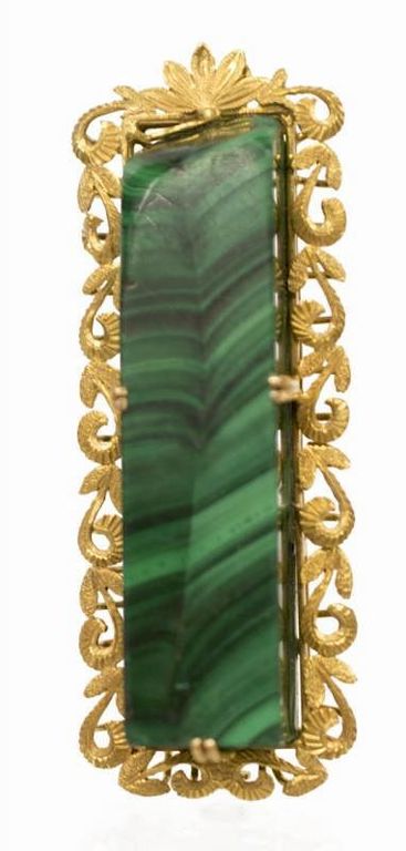 Ladies Estate 14kt Yellow Gold Malachite Pendant