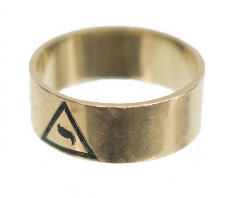 14kt Yellow Gold Masonic Ring, Scottish Rite Logo