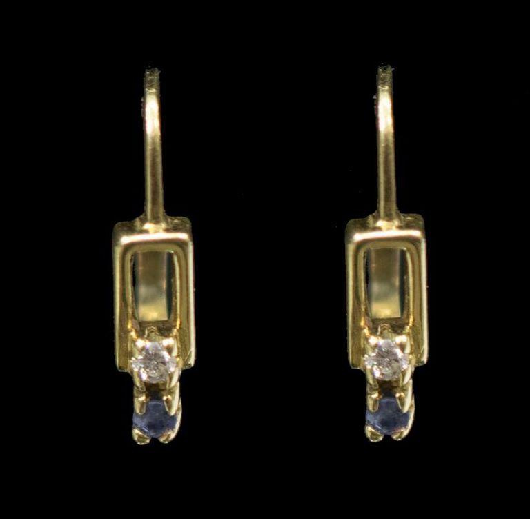 Ladies 18kt Gold, Diamond & Sapphire Earrings