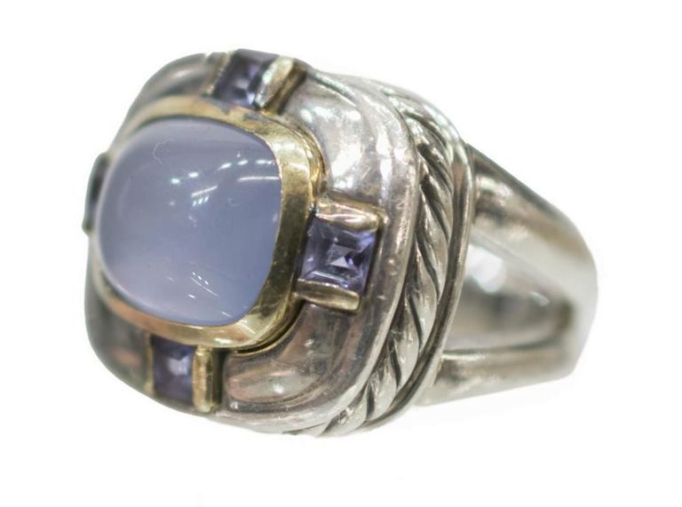 David Yurman Chalcedony & Iolite Estate Ring